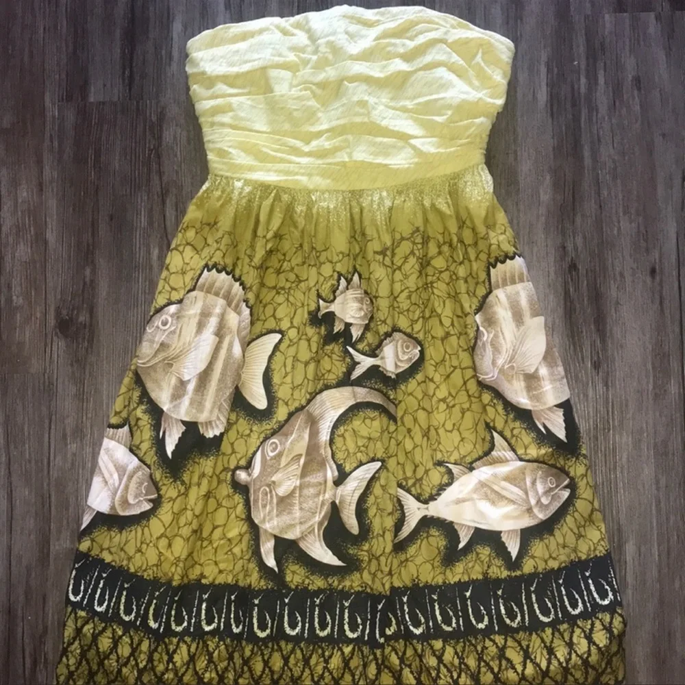 Anthropologie Strapless Dress with Fish Motif - Picture 3 of 8